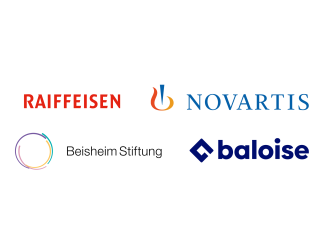 Logos von Raiffeisen, Novartis, Beisheim Stiftung und baloise